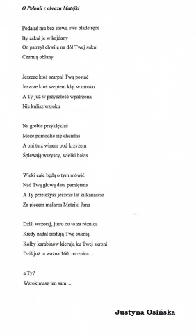 Zdjęcie prezentuje nagrodzone wiersze w powiatowym konkursie literackim „Kiedy myślę Ojczyzna… Na zawsze w sercu mym”.