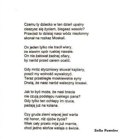 Zdjęcie prezentuje nagrodzone wiersze w powiatowym konkursie literackim „Kiedy myślę Ojczyzna… Na zawsze w sercu mym”.