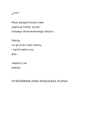 Zdjęcie prezentuje wiersz pani Anny Magdaleny Filipiak "***".