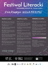 Zdjęcie prezentuje program przygotowany na Festiwal Literacki Dwa Księżyce - Słowa Mają Moc organizowany przez Bibliotekę Publiczną w Kazimierzu Dolnym w ramach zadania "Słowa mają moc" realizowanego w ramach programu BLISKO, którego operatorem jest Narodowe Centrum Kultury. 