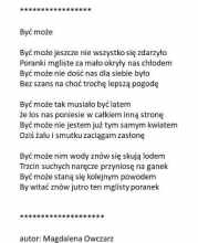 Zdjęcie prezentuje treść zwycięskiego wiersza w Kazimierskim Konkursie Jednego Wiersza.